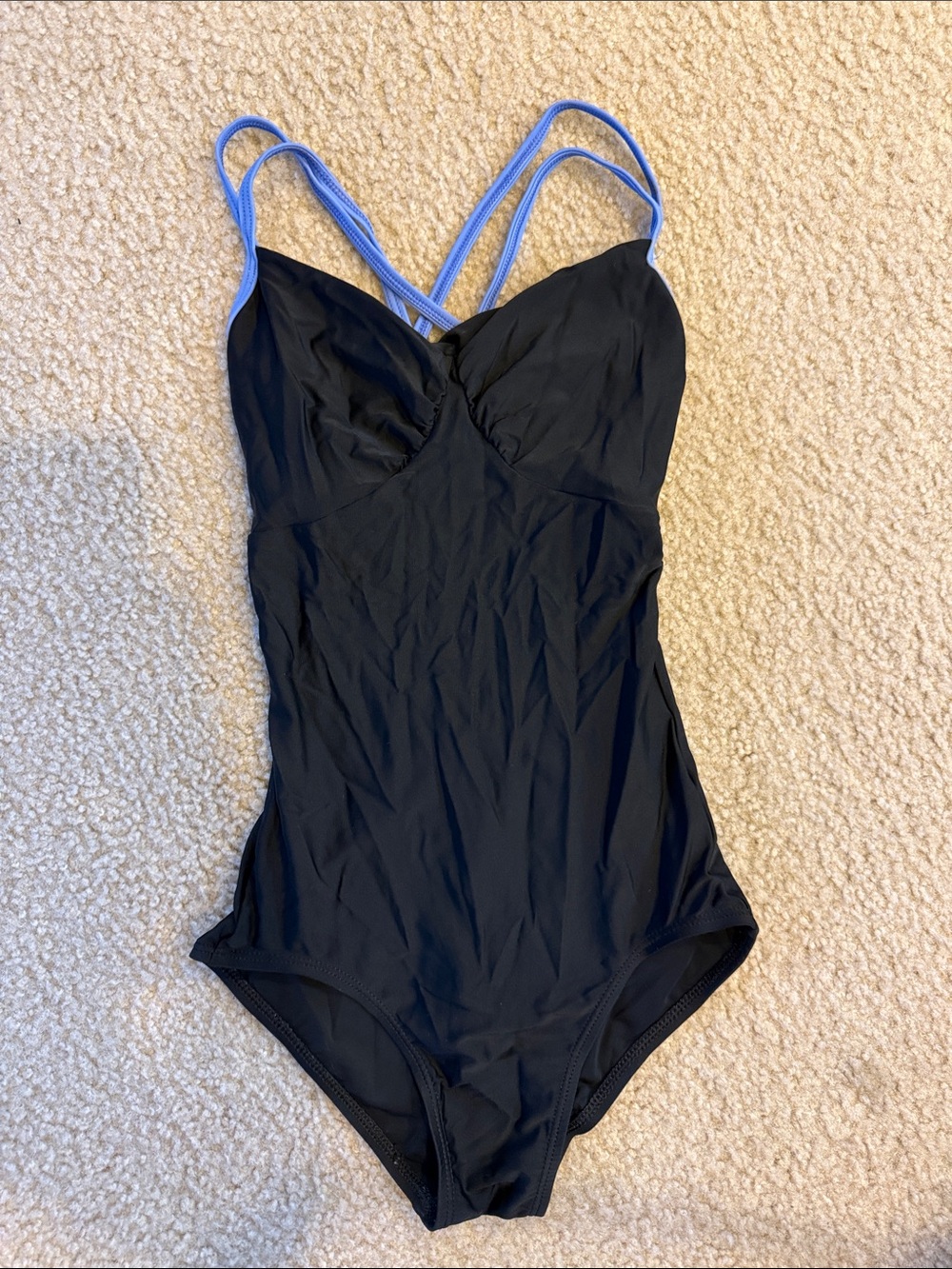 Black leotard with Light Blue Strappy Back - Picture 2 of 2